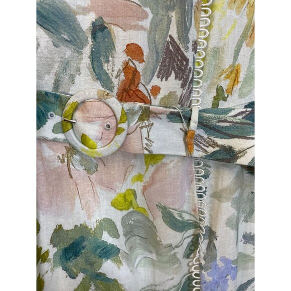 Ted Baker London Dress Sz 3 EU 40 US 6-8 Devero Floral Belted Tiered Linen Maxi - Picture 9 of 12